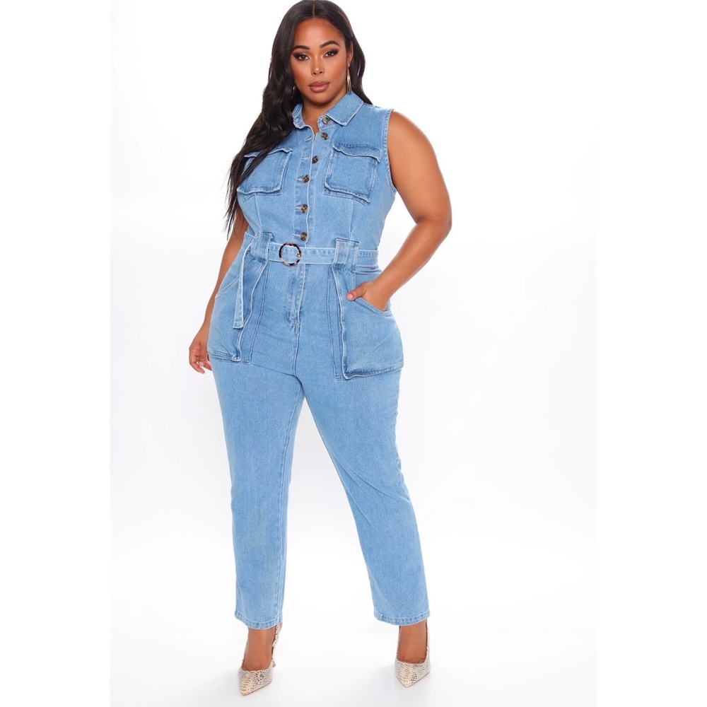 Zoelle Denim Jumpsuit - Light Wash Size 3X